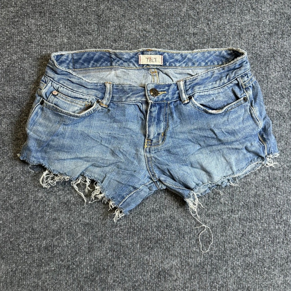 TILT Women’s Light Blue Distressed Denim Jean Shorts